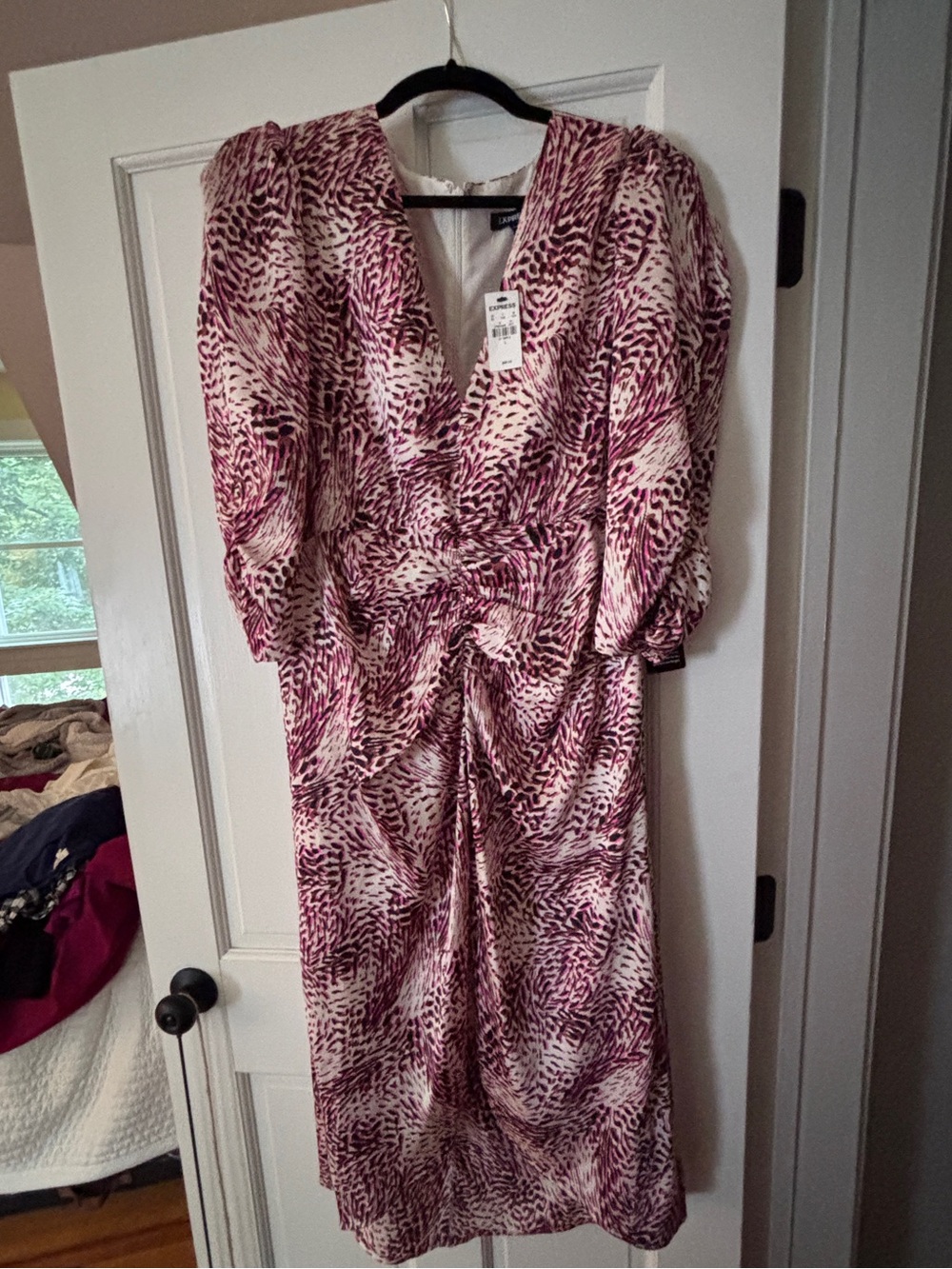 Express Printed Midi Dress high low hem